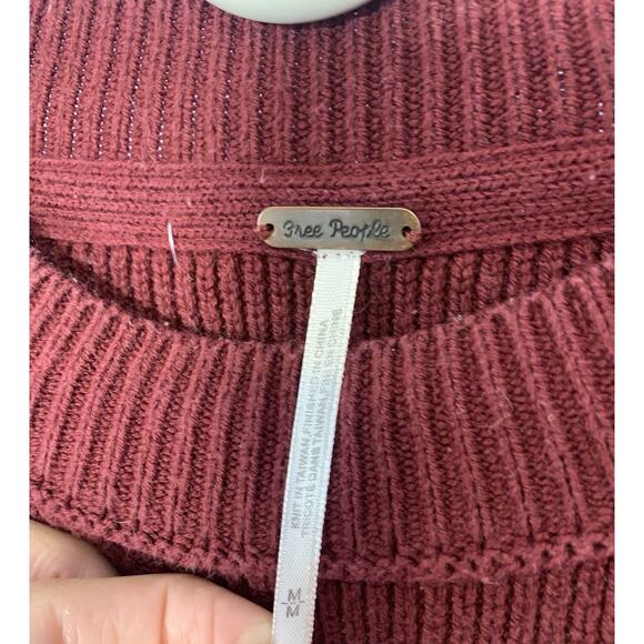 Oversize md Free People Red and Orange Colorblock Pullover Sweater - Picture 5 of 12